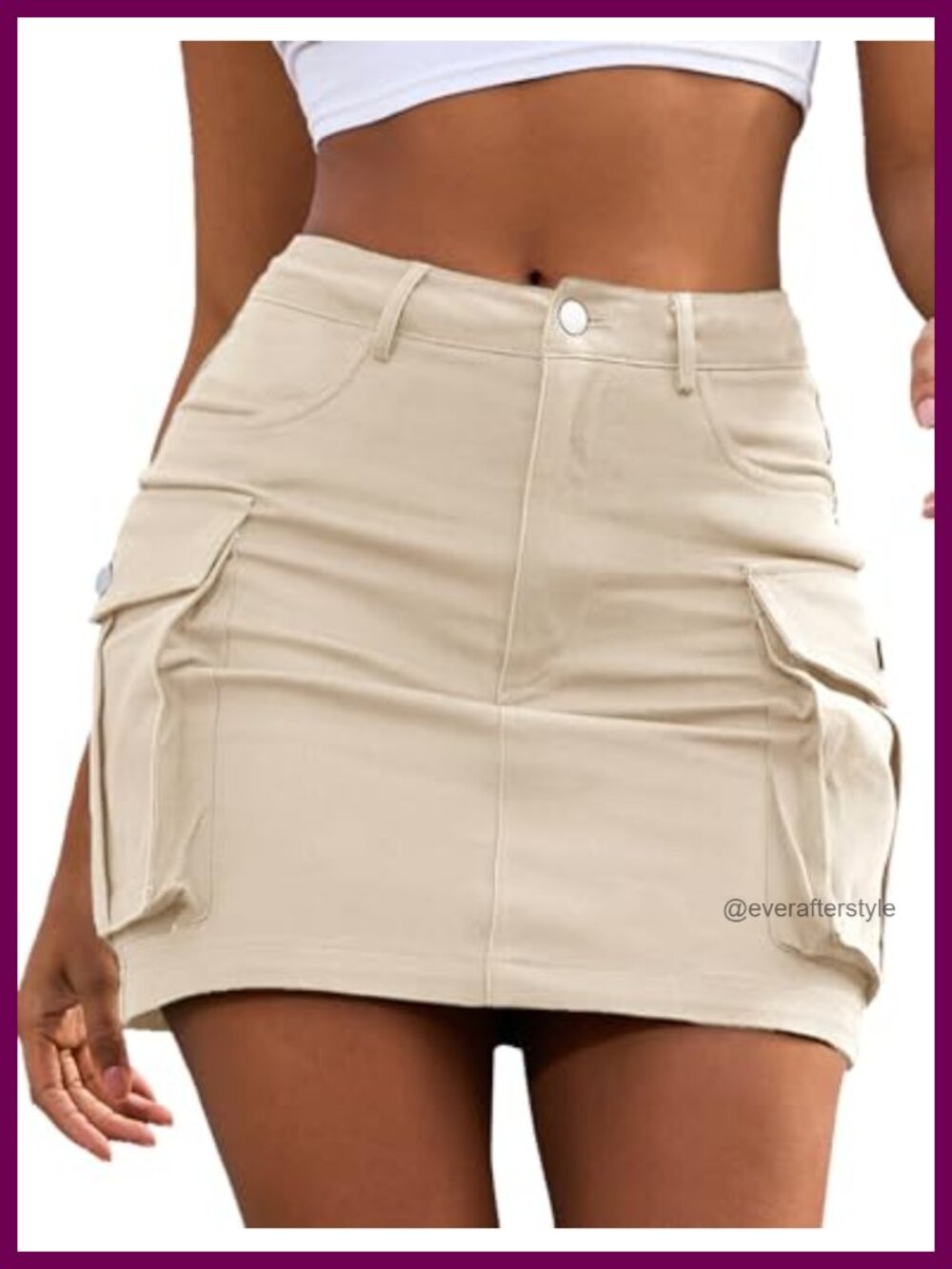 Cargo Mini Skirt Stretchy Cotton Blend with Pockets Y2K
